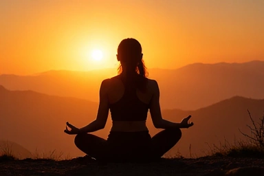 A person doing yoga in a serene outdoor setting